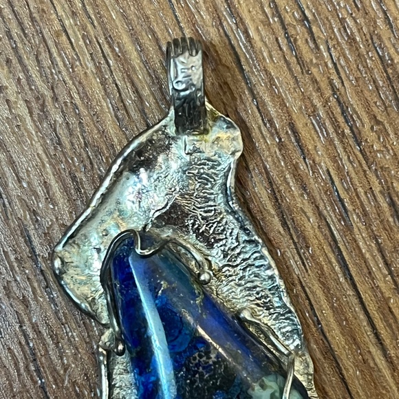 Large Lapis Stone Pendant Necklace 925 Sterling Silver Southwestern Handmade NEW - Picture 6 of 10